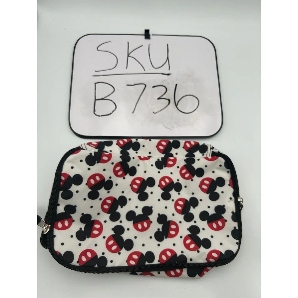 Disney Mickey Mouse Bioworld Travel Pouch Cosmetic Bag White Red Black B736